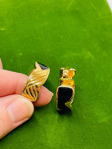 Gold and Black Cuff and Hoops Set Devil's Details